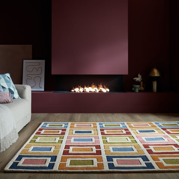 Handgewebter Wollteppich, 160 × 230 cm Retro Blocks - Flair Rugs-image-1