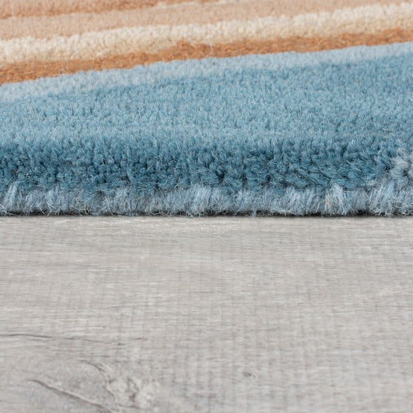 Blauer, handgewebter Läufer aus Wolle, 60 × 230 cm Abstract Flow - Flair Rugs-image-4