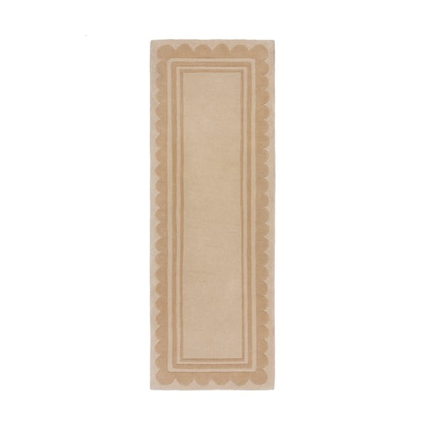 Handgewebter Wollläufer in Naturfarbe, 80 x 230 cm Lois Scallop - Flair Rugs