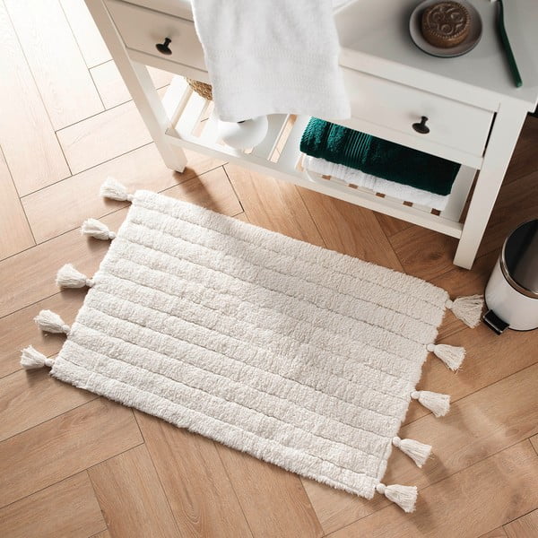 Weißer Badezimmerteppich, 50 x 80 cm Minatis - douceur d'intérieur-image-1