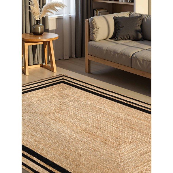 Schwarz/naturfarben, beidseitig nutzbar, handgewebter Jute-Teppich, 80 × 150 cm Looma - Hanse Home-image-2