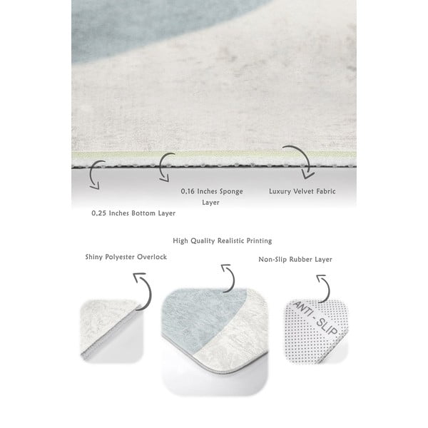 Grau-cremefarbene, samtige Badezimmerteppiche im 2er-Set, 60 x 100 cm Abstract Shapes - Mila Home-image-3