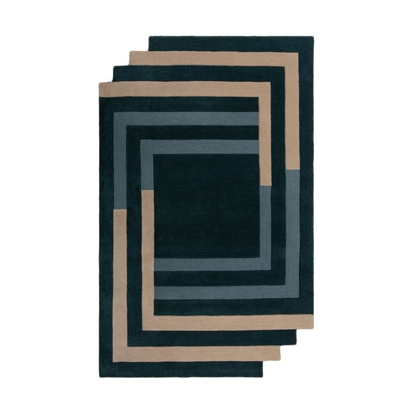 Dunkelgrüner, handgewebter Wollteppich, 120 × 180 cm Labyrinth Shaped - Flair Rugs
