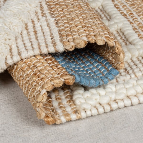 Blauer/naturfarbener, handgewebter Läufer mit Juteanteil, 60 x 230 cm Medina Jute - Flair Rugs-image-3
