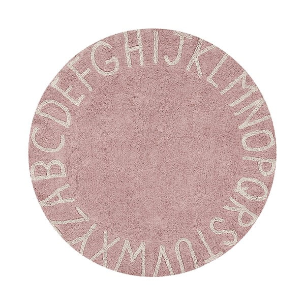 Hellrosa, waschbarer, handgewebter Baumwollteppich für Kinder, Ø 150 cm ABC Vintage Nude - Lorena Canals