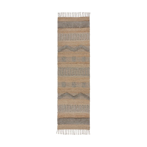 Läufer in Hellgrau und Naturfarbe, 60 x 230 cm Medina - Flair Rugs