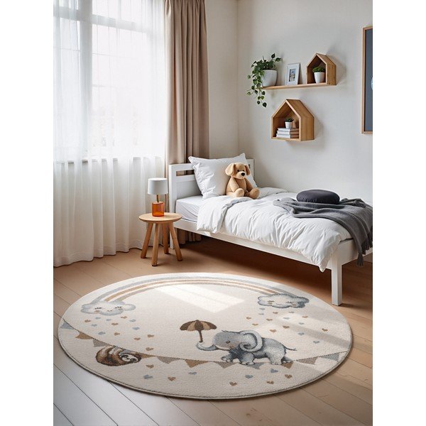 Cremefarbener Kinderteppich, Ø 160 cm Walk like an Elephant Rainbow - Villeroy&Boch-image-1