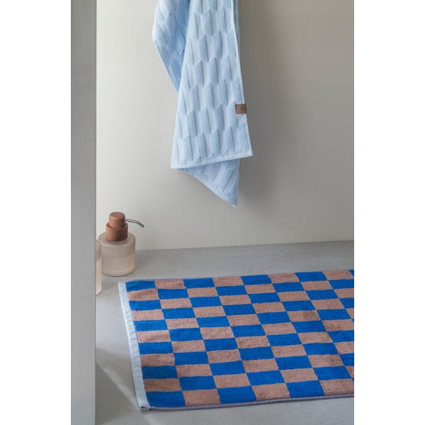 Blau-brauner Badezimmerteppich aus Bio-Baumwolle, 50 x 80 cm Retro - Mette Ditmer Denmark-image-1