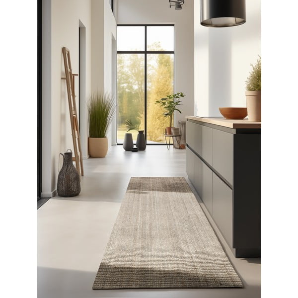 Cremefarbener Jute-Läufer, 80 × 200 cm Bouclé - Hanse Home-image-1