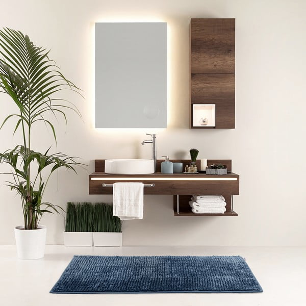 Dunkelblaue Badezimmermatte, 60 × 90 cm Bati - Restilo-image-1