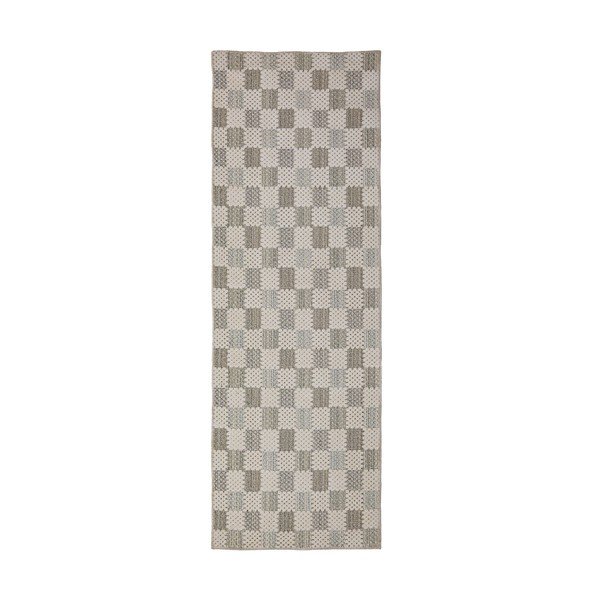 Grüner, waschbarer Läufer mit Baumwollanteil, 80 x 230 cm Muted Checkerboard - Flair Rugs