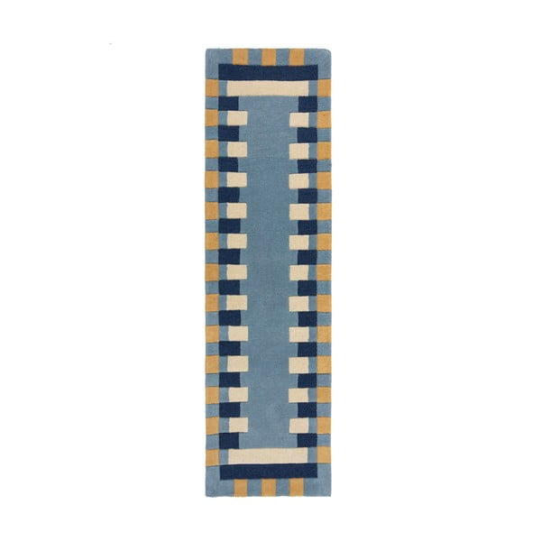 Blauer, handgewebter Läufer aus Wolle, 60 x 230 cm Kai Wool Border - Flair Rugs