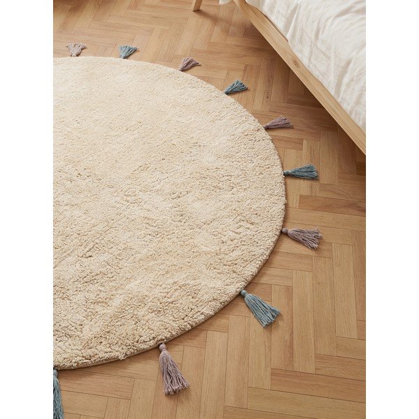 Cremefarbener, waschbarer/handgewebter Baumwollteppich für Kinder, Ø 160 cm Snuggle Sunna - Hanse Home-image-2