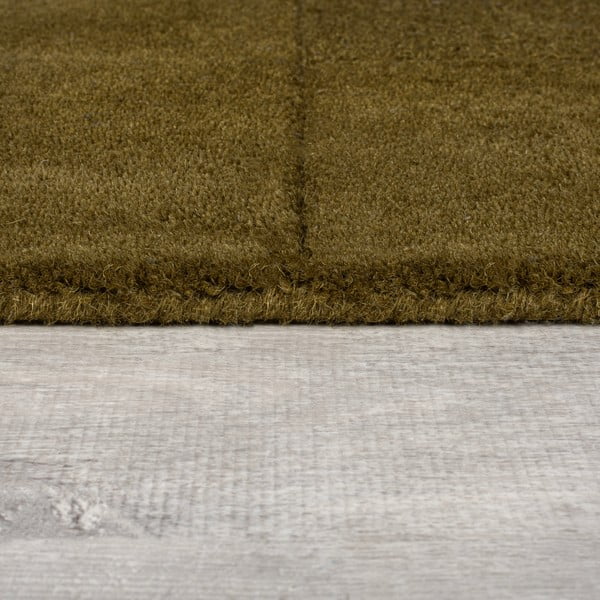 Khaki-farbiger, handgewebter Wollteppich, 120 x 170 cm Checkerboard - Flair Rugs-image-4