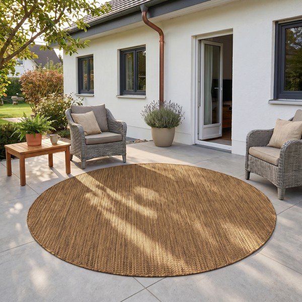 Brauner, runder Teppich für drinnen und draußen, Ø 160 cm Mira 1450 - Ayyildiz Carpets-image-1