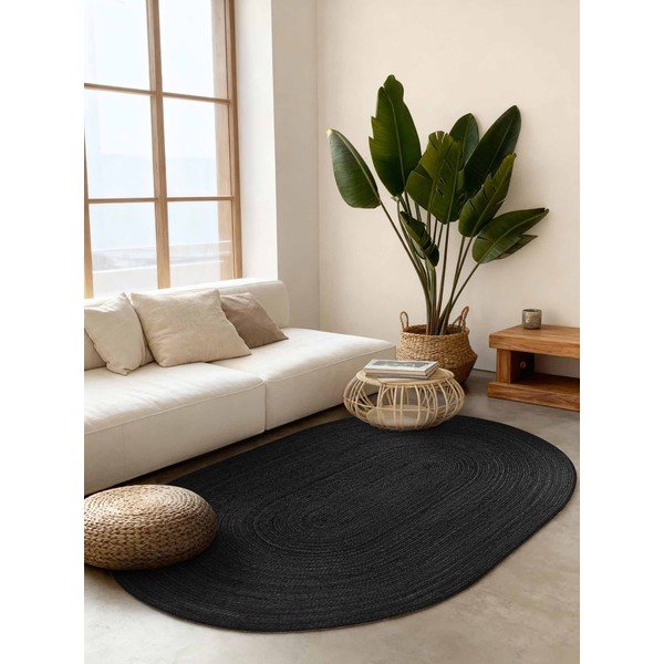 Schwarzer, beidseitig nutzbarer/handgewebter Jute-Teppich, 160 × 230 cm Braided - Hanse Home-image-1