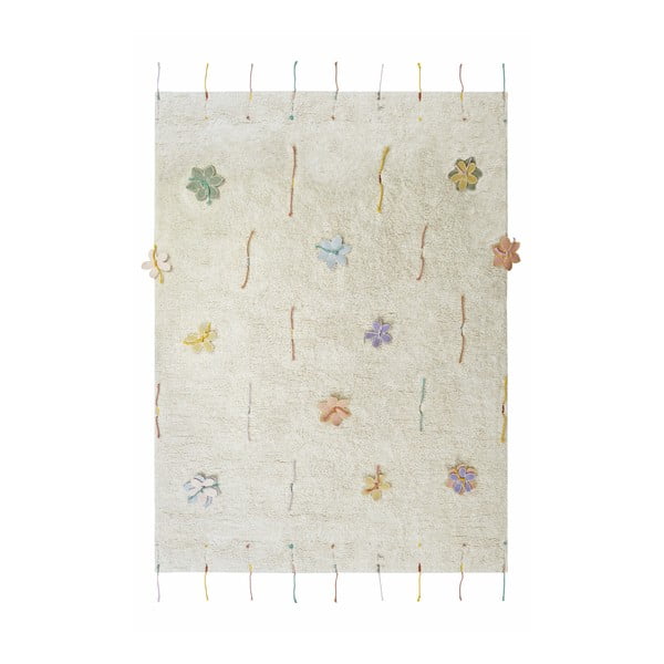 Cremefarbener Spielteppich aus Baumwolle für Kinder, 120 x 160 cm Wildflowers - Lorena Canals