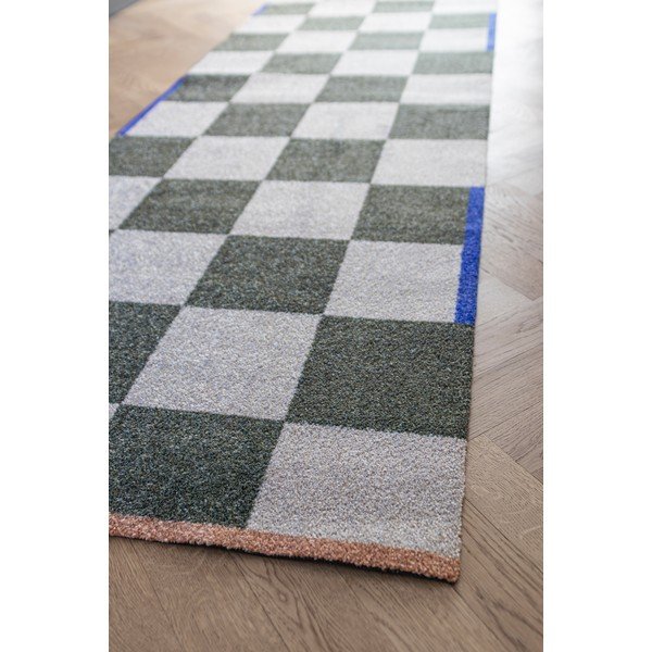 Dunkelgrüner/cremefarbener waschbarer Teppich 77x242 cm Square – Mette Ditmer Denmark-image-2