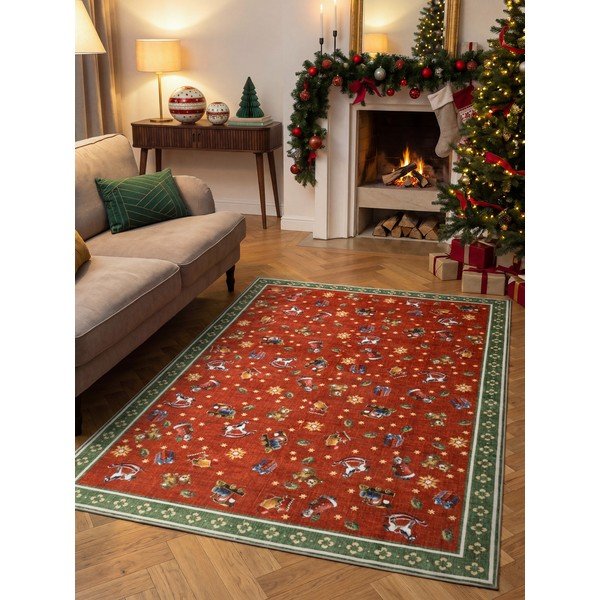 Roter/grüner Teppich mit Weihnachtsmotiv, 160 × 230 cm Toy's Delight Nostalgic Noel Red Green - Villeroy&Boch-image-1