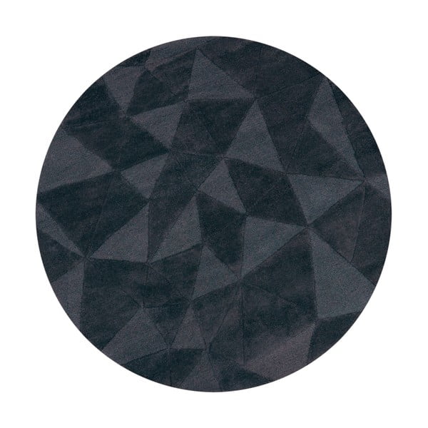 Anthrazitfarbener, handgewebter, runder Wollteppich, Ø 160 cm Shard Charcoal - Flair Rugs