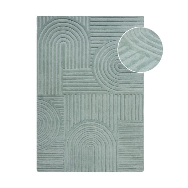 Türkisfarbener, handgewebter Wollteppich, 200 × 290 cm Zen Garden - Flair Rugs