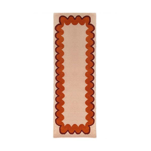 Orange/naturfarben, handgewebter Wollläufer, 80 × 230 cm Wiggle Wool - Flair Rugs