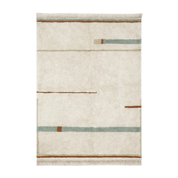 Blau-cremefarbener, waschbarer, handgewebter Baumwollteppich, 140 x 200 cm Lanes Vintage Blue - Lorena Canals