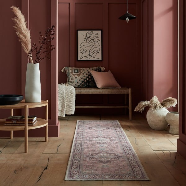 Hellroter, waschbarer Läufer mit einem Anteil an recycelten Fasern, 60 x 230 cm Windsor - Flair Rugs-image-1