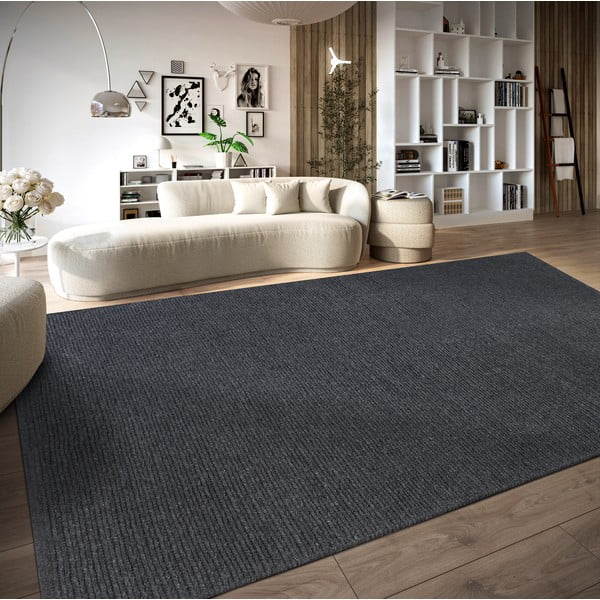 Dunkelgrauer, handgewebter Wollteppich, 60 x 90 cm Francois - Villeroy&Boch-image-1