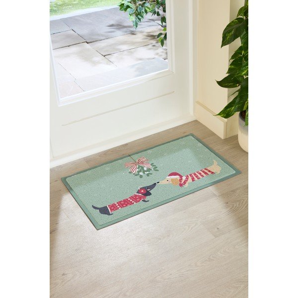 Fußmatte recycelter Kunststoff Weihnachten 40x70 cm Christmas Sausage Dogs – Artsy Doormats-image-2