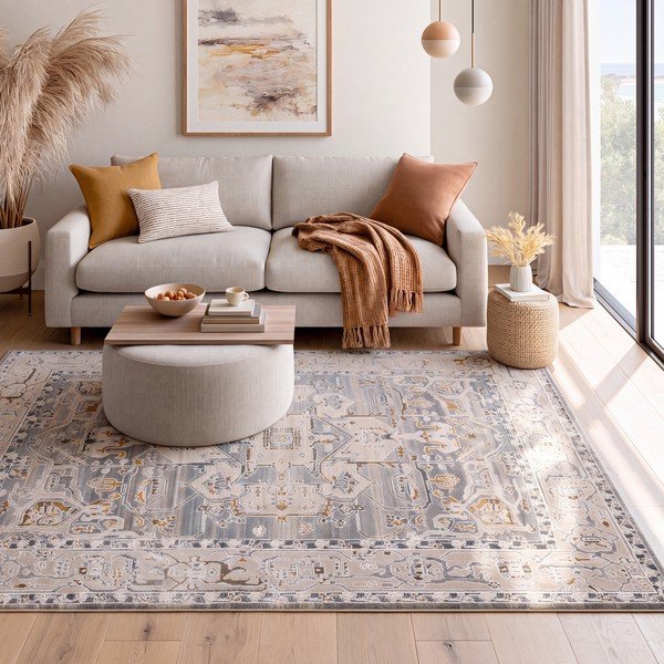 Grau-blauer Teppich 192 x 290 cm Berta - Universal-image-1