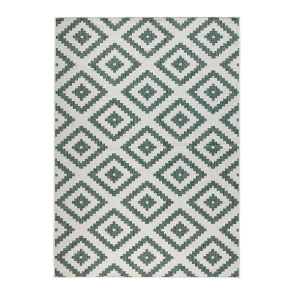 Weißer/grüner Teppich für Innen- und Außenbereiche 200x290 cm Malta – Hanse Home