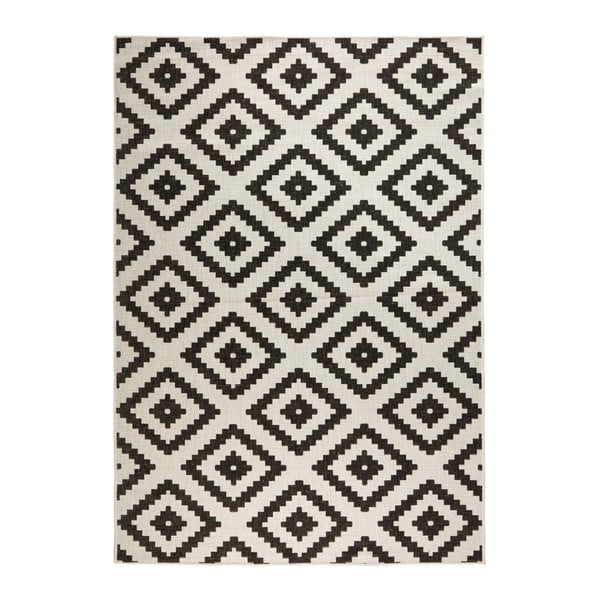 Schwarzer/elfenbeinfarbener Teppich für Innen- und Außenbereiche 80x150 cm Malta – Hanse Home