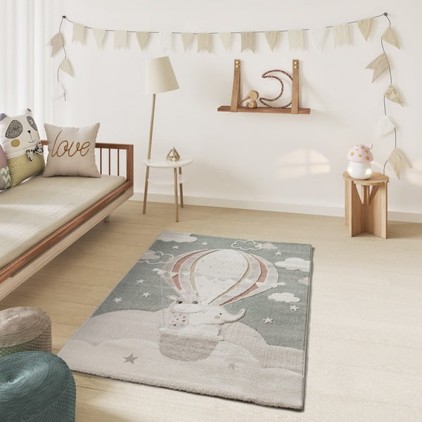 Grün-beiger Kinderteppich, 120 × 170 cm Clown - Universal-image-1