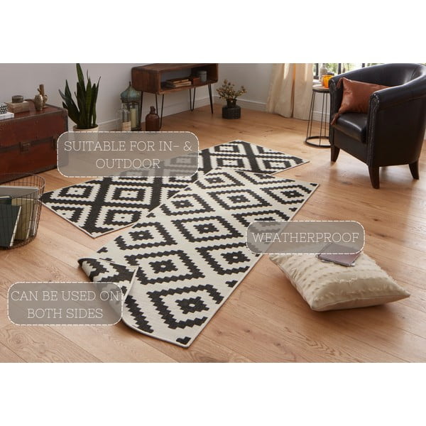 Schwarzer/elfenbeinfarbener Teppich für Innen- und Außenbereiche 80x250 cm Malta – Hanse Home-image-4