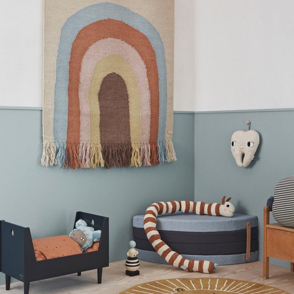 Brauner Kinderteppich mit Wollanteil, Ø 95 cm Lion - OYOY Mini-image-2