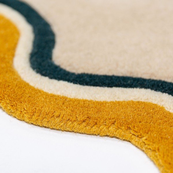 Handgewebter runder Wollteppich in Naturfarbe, Ø 180 cm Leo Scallop - Flair Rugs-image-3