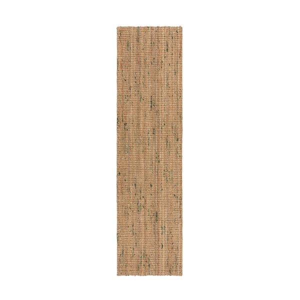 Grün/in Naturfarbe, beidseitig verwendbar/handgewebter Jute-Läufer, 60 x 230 cm Jute Boucle Green - Flair Rugs