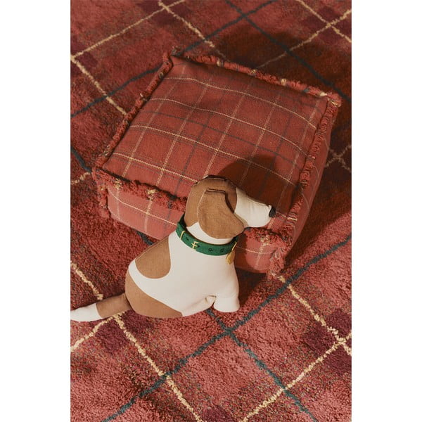 Roter, waschbarer/handgewebter Baumwollteppich, 140 × 190 cm Tartan Vintage Red - Lorena Canals-image-2