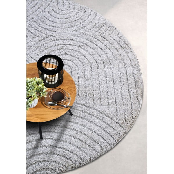 Hellgrauer runder Teppich, Ø 200 cm Panglao New York Light Grey - Elle Decoration-image-2