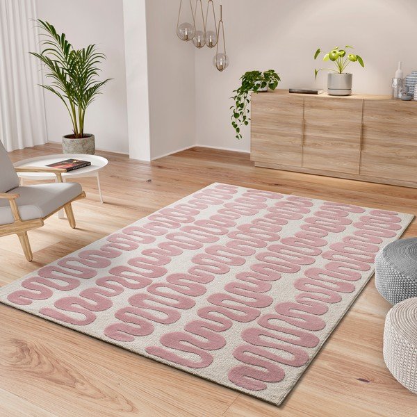Rosa/cremefarbener Teppich 120x170 cm Flashy – Universal-image-1