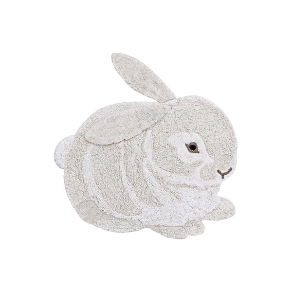 Hellgrauer, waschbarer, handgewebter Baumwoll-Kinderteppich, 130 x 135 cm Bunny - Lorena Canals