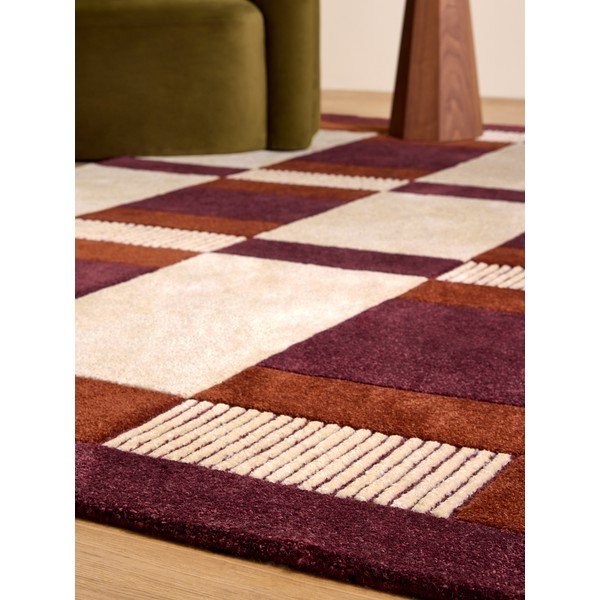 Weinroter/cremefarbener handgewebter Teppich 160x230 cm Franka – MADE-image-2