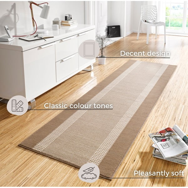 Brauner/beiger Läufer 80 × 200 cm Basic - Hanse Home-image-4