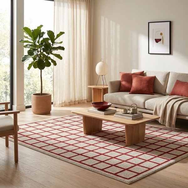 Roter/beiger Teppich 160 × 230 cm Picnic - ESTE-image-1