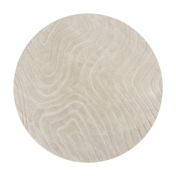 Cremefarbener, handgewebter runder Wollteppich, Durchmesser 160 cm Mesmerise Natural - Flair Rugs
