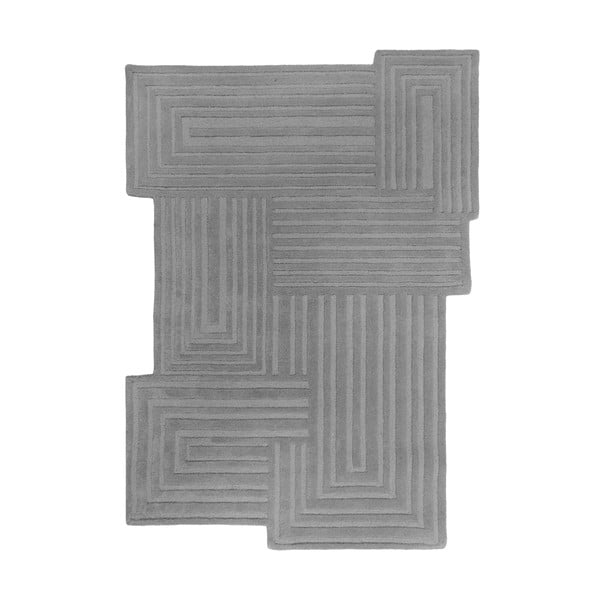 Grauer, handgewebter Wollteppich, 160 × 230 cm Zen Rectangles - Flair Rugs