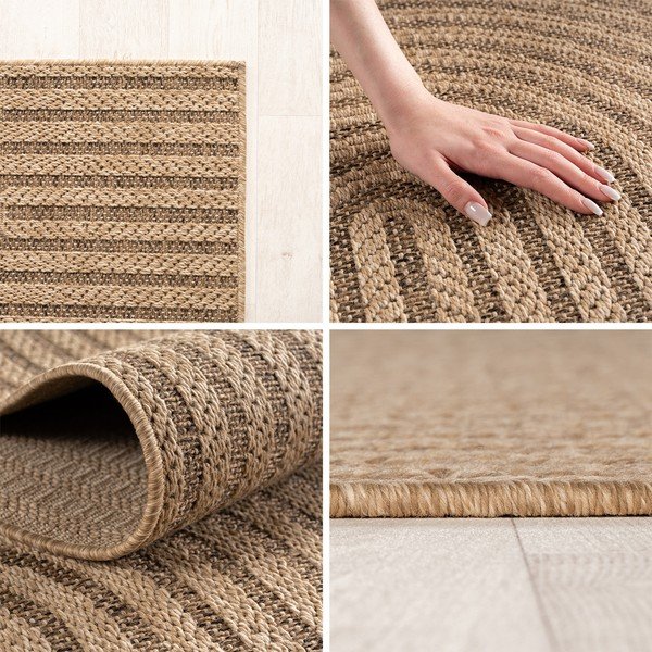 Brauner, runder Teppich für den Innen- und Außenbereich, Ø 120 cm Timber 1401 - Ayyildiz Carpets-image-4