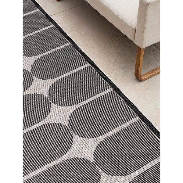 Schwarz-weiße Laufmatte für drinnen und draußen, 80 × 250 cm Duet Bowen - Hanse Home-image-4