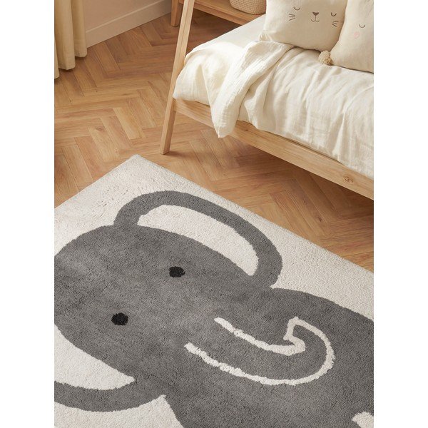 Grauer/cremefarbener, waschbarer, handgewebter Baumwoll-Kinderteppich, 140 x 200 cm Snuggle Emil - Hanse Home-image-2